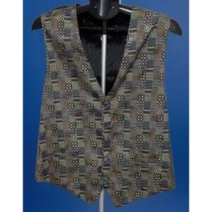 Eleganza Formal 100% Silk Abstract Front Vest Size Large